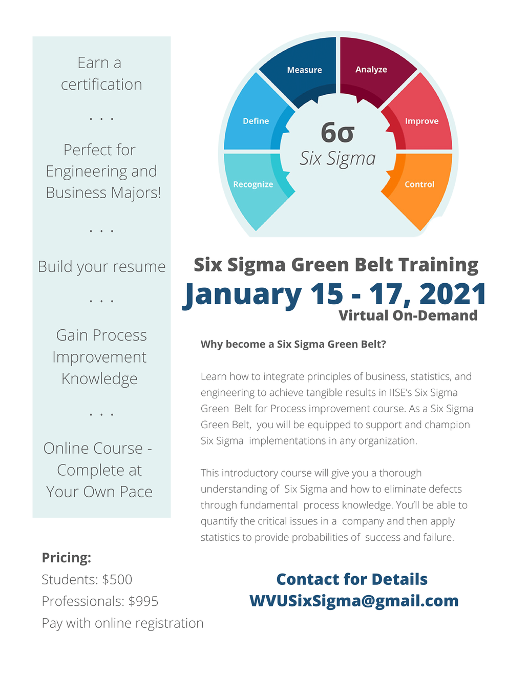 Six Sigma Training Flyer